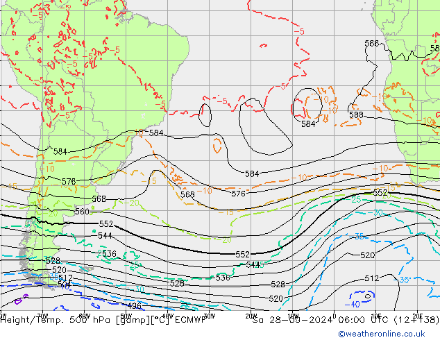 Z500/Rain (+SLP)/Z850 ECMWF сб 28.09.2024 06 UTC