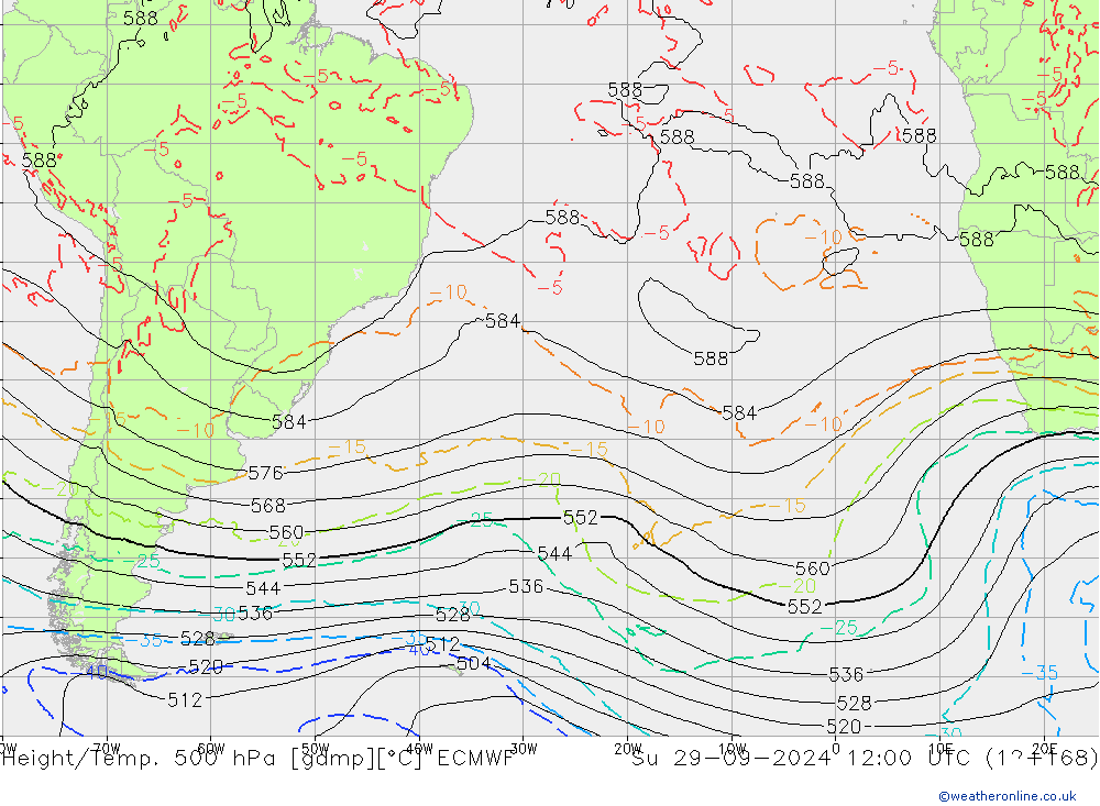 Z500/Regen(+SLP)/Z850 ECMWF zo 29.09.2024 12 UTC