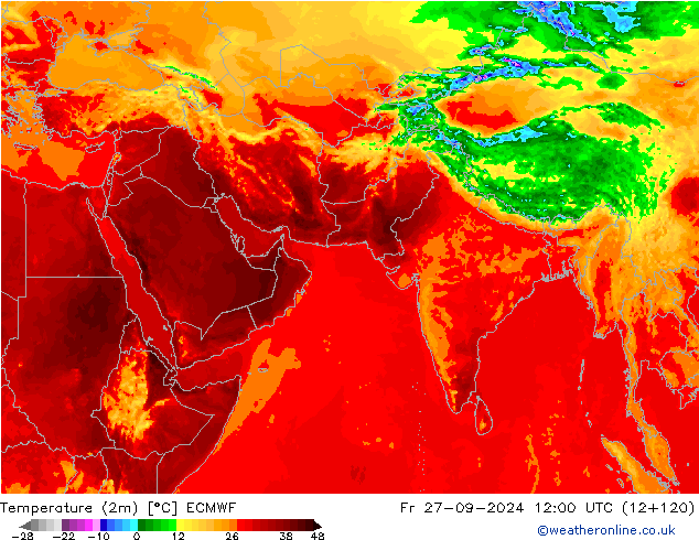 Sıcaklık Haritası (2m) ECMWF Cu 27.09.2024 12 UTC