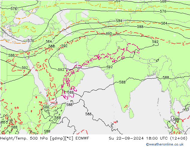 Z500/Yağmur (+YB)/Z850 ECMWF Paz 22.09.2024 18 UTC