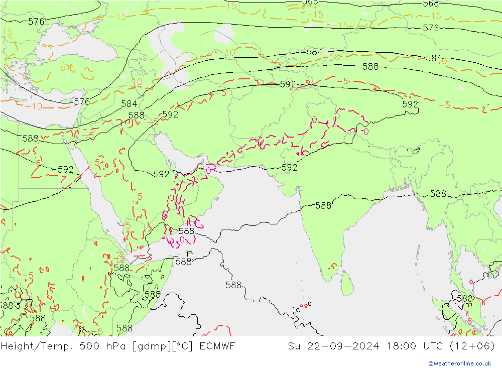 Z500/Rain (+SLP)/Z850 ECMWF Su 22.09.2024 18 UTC