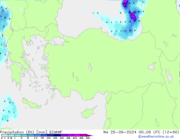 Précipitation (6h) ECMWF mer 25.09.2024 06 UTC