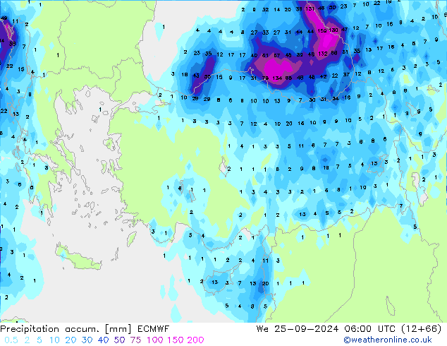 Précipitation accum. ECMWF mer 25.09.2024 06 UTC