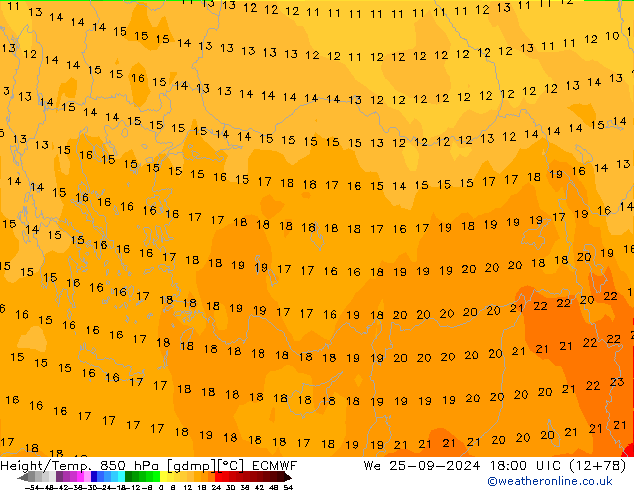 Z500/Yağmur (+YB)/Z850 ECMWF Çar 25.09.2024 18 UTC