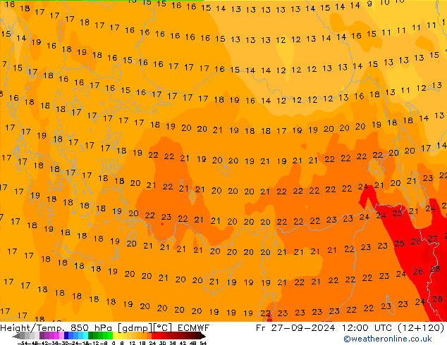 Z500/Rain (+SLP)/Z850 ECMWF  27.09.2024 12 UTC