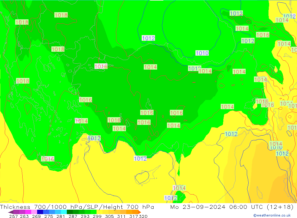 Thck 700-1000 hPa ECMWF  23.09.2024 06 UTC