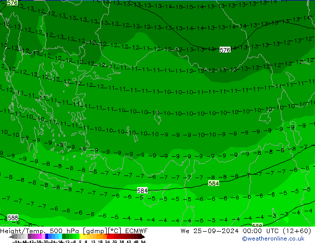 Z500/Rain (+SLP)/Z850 ECMWF mié 25.09.2024 00 UTC