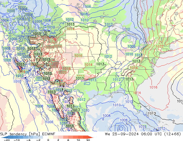 SLP tendency ECMWF We 25.09.2024 06 UTC