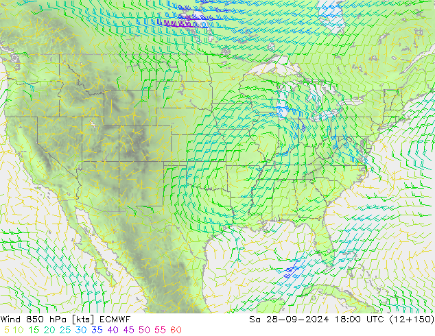 Wind 850 hPa ECMWF So 28.09.2024 18 UTC