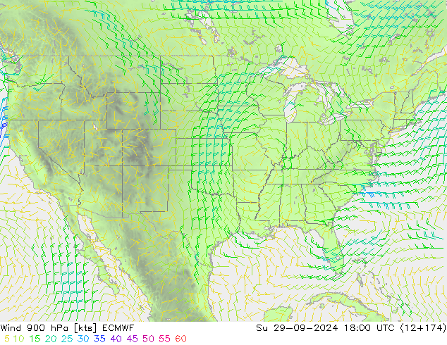 Wind 900 hPa ECMWF Ne 29.09.2024 18 UTC