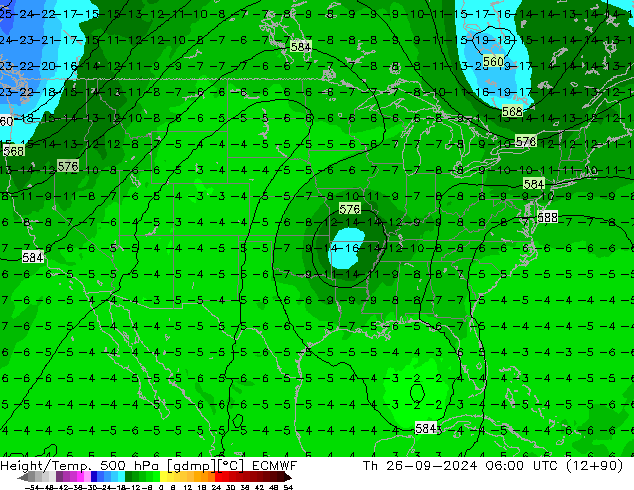 Z500/Rain (+SLP)/Z850 ECMWF gio 26.09.2024 06 UTC