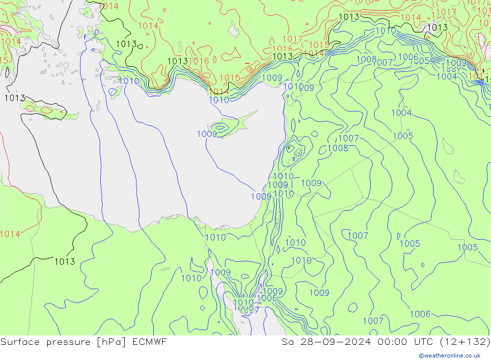 Atmosférický tlak ECMWF So 28.09.2024 00 UTC