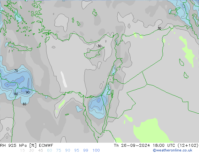 RH 925 hPa ECMWF Th 26.09.2024 18 UTC