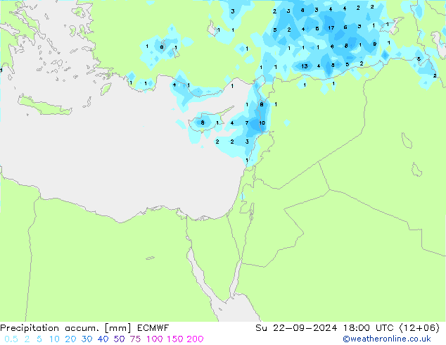 Precipitation accum. ECMWF Su 22.09.2024 18 UTC