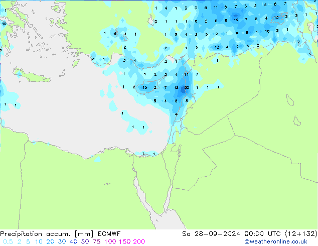 Precipitación acum. ECMWF sáb 28.09.2024 00 UTC