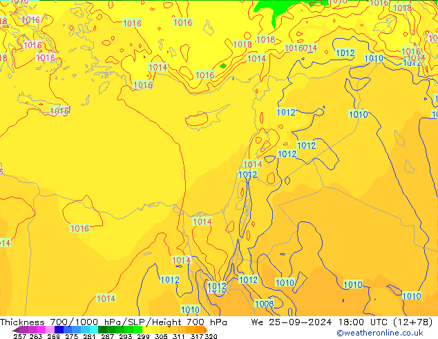 Thck 700-1000 hPa ECMWF We 25.09.2024 18 UTC