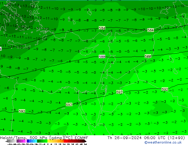 Z500/Rain (+SLP)/Z850 ECMWF  26.09.2024 06 UTC