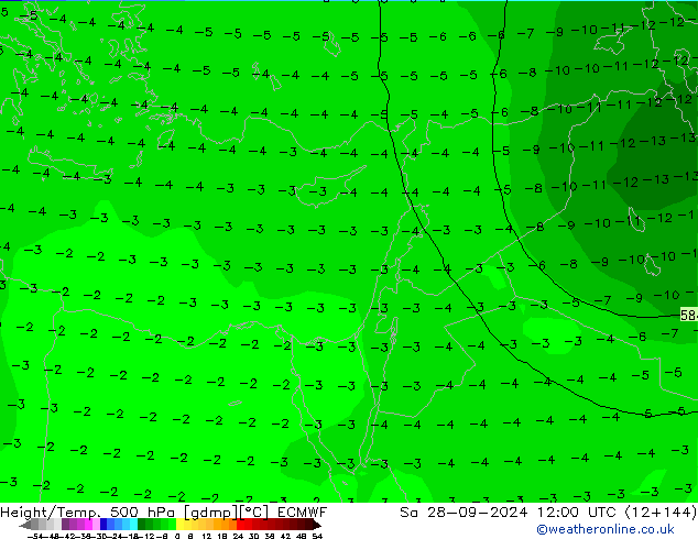 Z500/Rain (+SLP)/Z850 ECMWF Sáb 28.09.2024 12 UTC