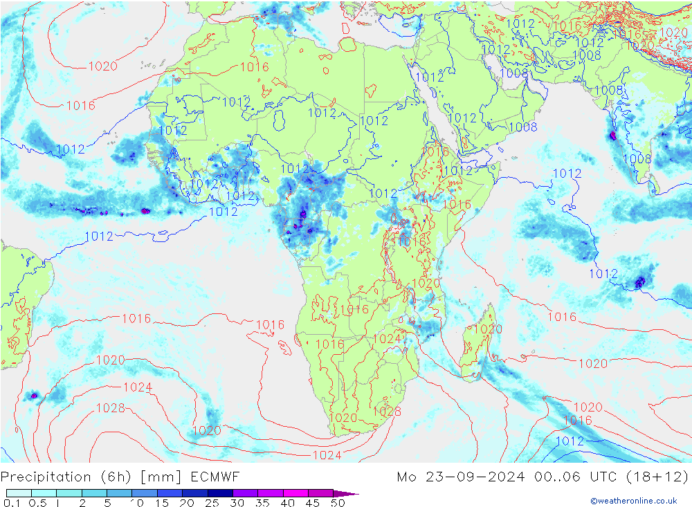 Yağış (6h) ECMWF Pzt 23.09.2024 06 UTC