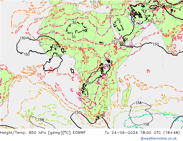 Z500/Rain (+SLP)/Z850 ECMWF Tu 24.09.2024 18 UTC