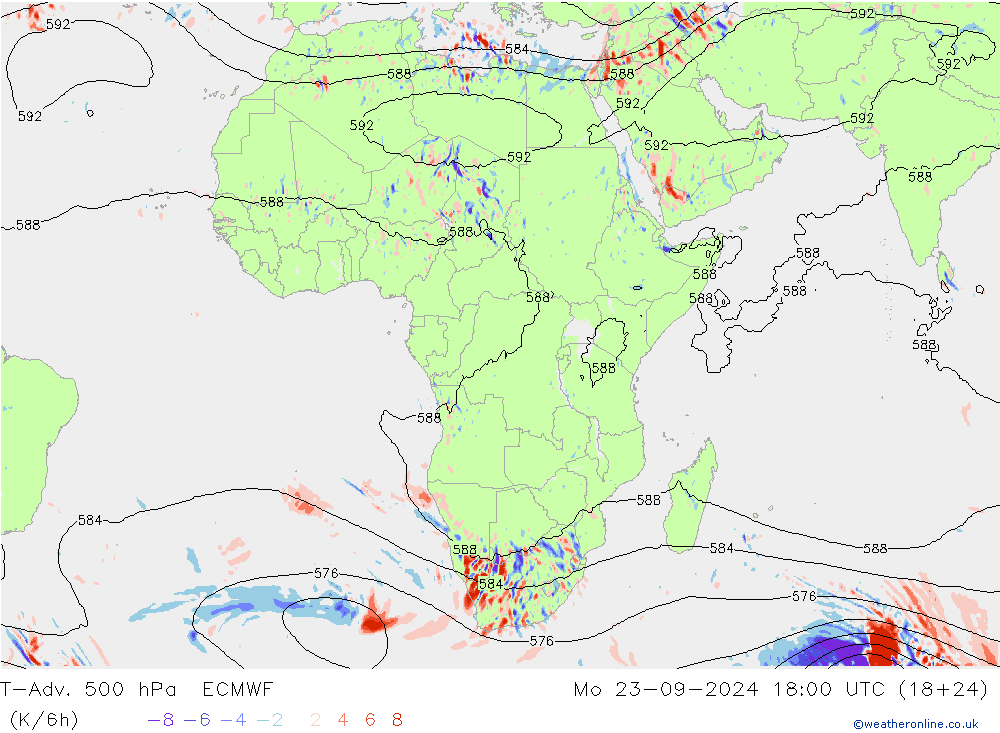 T-Adv. 500 hPa ECMWF lun 23.09.2024 18 UTC