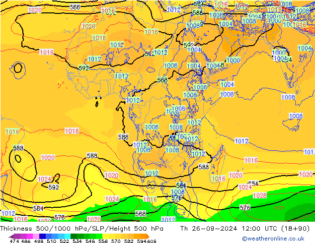 Thck 500-1000hPa ECMWF Qui 26.09.2024 12 UTC