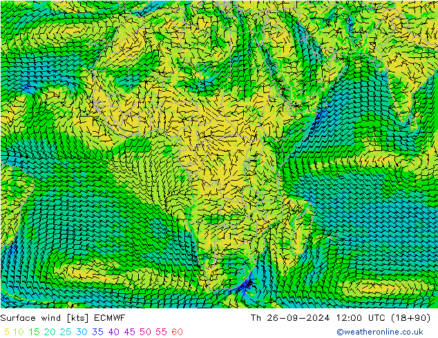 Vent 10 m ECMWF jeu 26.09.2024 12 UTC