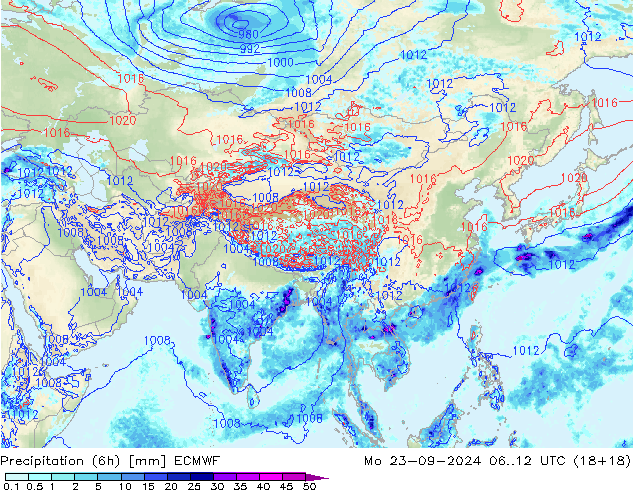 Z500/Rain (+SLP)/Z850 ECMWF lun 23.09.2024 12 UTC