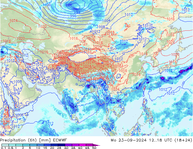 Z500/Rain (+SLP)/Z850 ECMWF Po 23.09.2024 18 UTC