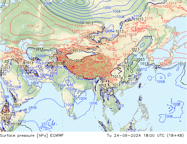 Yer basıncı ECMWF Sa 24.09.2024 18 UTC