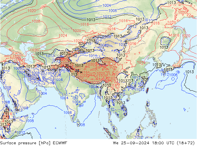 Luchtdruk (Grond) ECMWF wo 25.09.2024 18 UTC