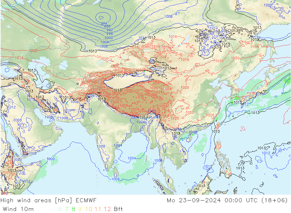 High wind areas ECMWF  23.09.2024 00 UTC