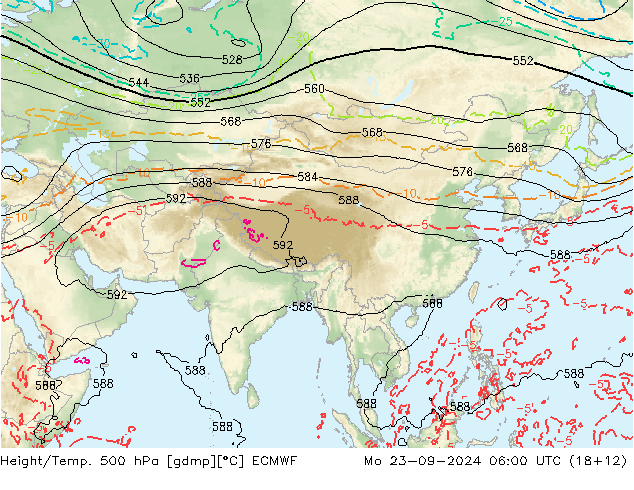 Z500/Rain (+SLP)/Z850 ECMWF Po 23.09.2024 06 UTC