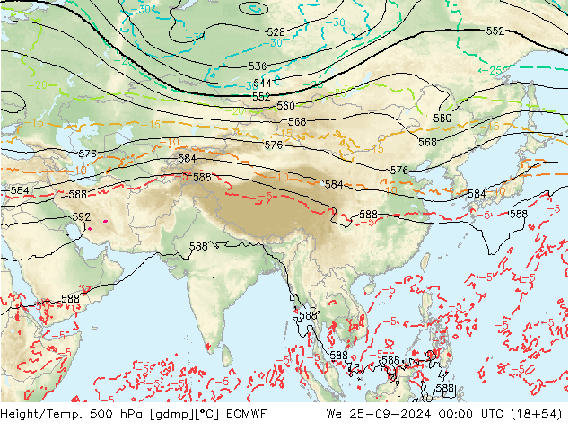 Z500/Rain (+SLP)/Z850 ECMWF St 25.09.2024 00 UTC