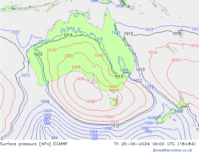 pressão do solo ECMWF Qui 26.09.2024 06 UTC