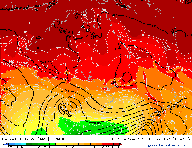 Theta-W 850hPa ECMWF lun 23.09.2024 15 UTC