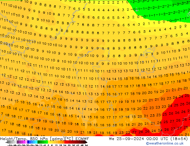 Z500/Rain (+SLP)/Z850 ECMWF St 25.09.2024 00 UTC