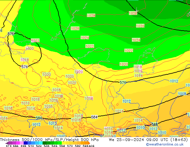 Thck 500-1000hPa ECMWF We 25.09.2024 09 UTC