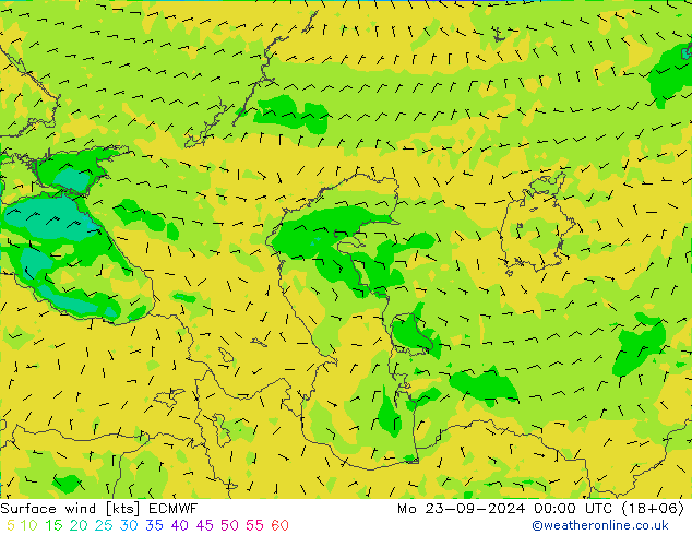 Bodenwind ECMWF Mo 23.09.2024 00 UTC