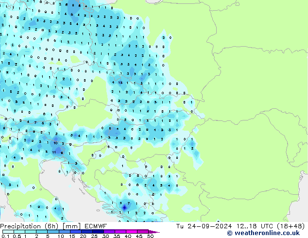 Z500/Rain (+SLP)/Z850 ECMWF вт 24.09.2024 18 UTC