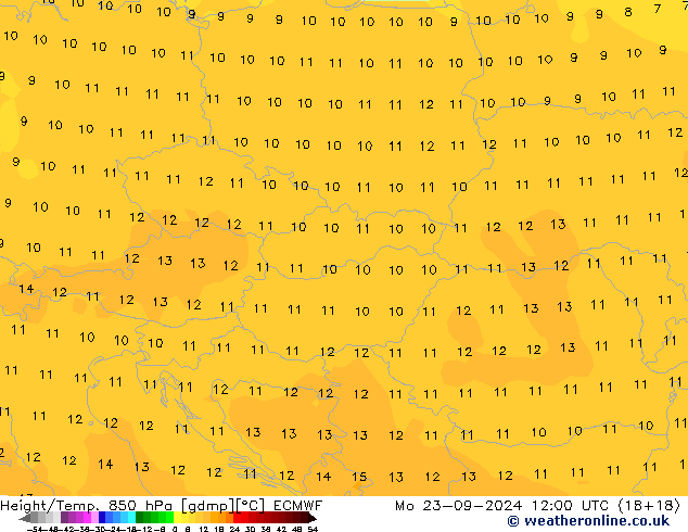 Z500/Rain (+SLP)/Z850 ECMWF pon. 23.09.2024 12 UTC