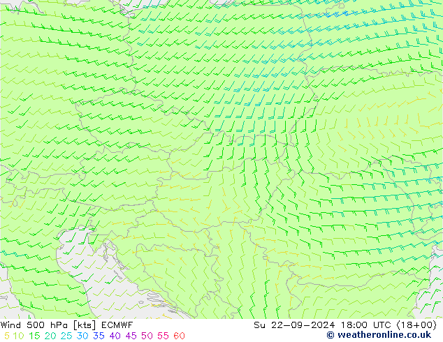 Vent 500 hPa ECMWF dim 22.09.2024 18 UTC