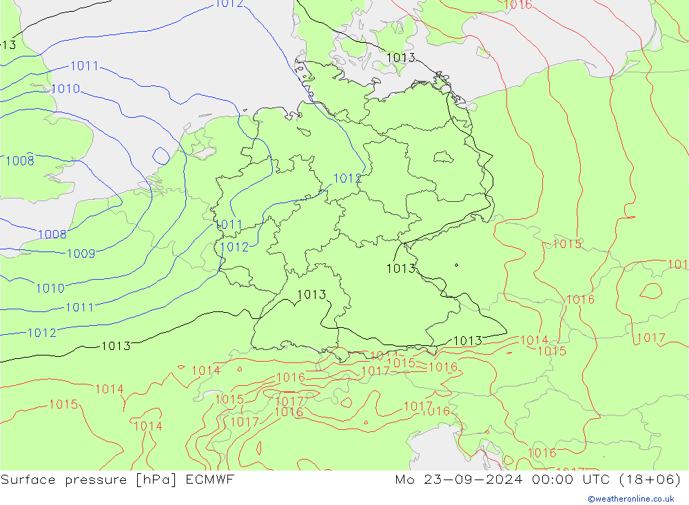 pressão do solo ECMWF Seg 23.09.2024 00 UTC