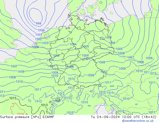 pressão do solo ECMWF Ter 24.09.2024 12 UTC