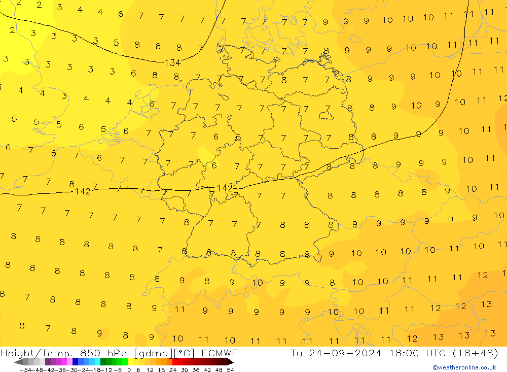 Z500/Rain (+SLP)/Z850 ECMWF Di 24.09.2024 18 UTC