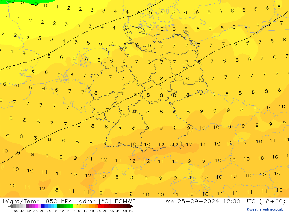 Z500/Rain (+SLP)/Z850 ECMWF We 25.09.2024 12 UTC