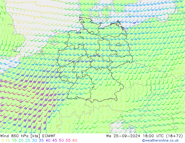  850 hPa ECMWF  25.09.2024 18 UTC