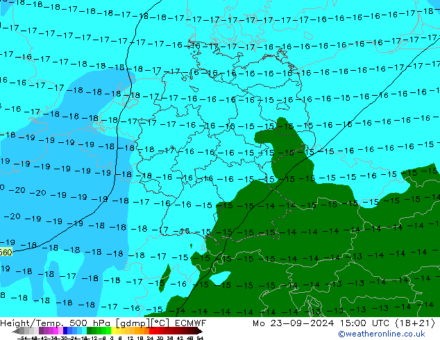 Height/Temp. 500 hPa ECMWF  23.09.2024 15 UTC