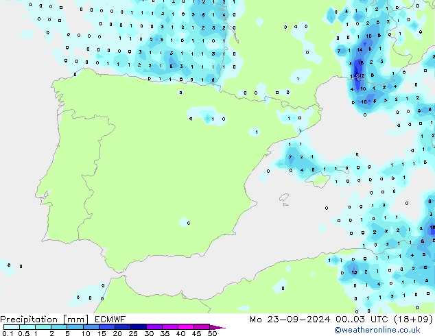 Neerslag ECMWF ma 23.09.2024 03 UTC