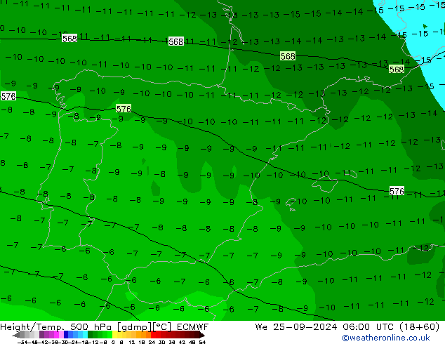 Z500/Rain (+SLP)/Z850 ECMWF St 25.09.2024 06 UTC